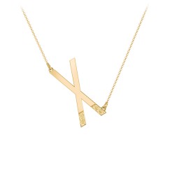 Asymmetrical Initial Necklace with Accent Stones - X in 18K Gold Plated Silver with Citrine