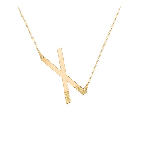 Asymmetrical Initial Necklace with Accent Stones - X – 18K Gold Plated Silver with Citrine