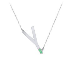 Asymmetrical Initial Necklace with Accent Stones - Y