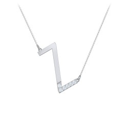 Asymmetrical Initial Necklace with Accent Stones - Z
