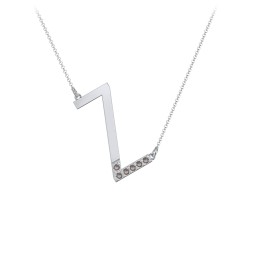 Asymmetrical Initial Necklace with Accent Stones - Z