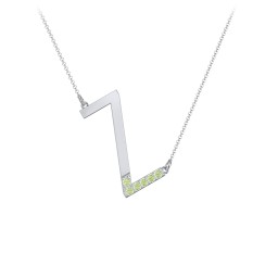 Asymmetrical Initial Necklace with Accent Stones - Z