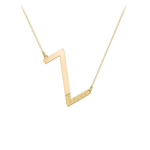 Asymmetrical Initial Necklace with Accent Stones - Z – 18K Gold Plated Silver with Citrine
