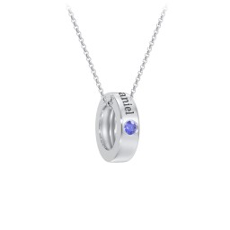 Engravable Gemstone Stacking Ring Charm Necklace - 1