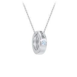 Engravable Gemstone Stacking Ring Charm Necklace - 1