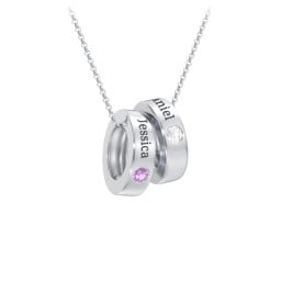 Engravable Gemstone Stacking Ring Charm Necklace - 2