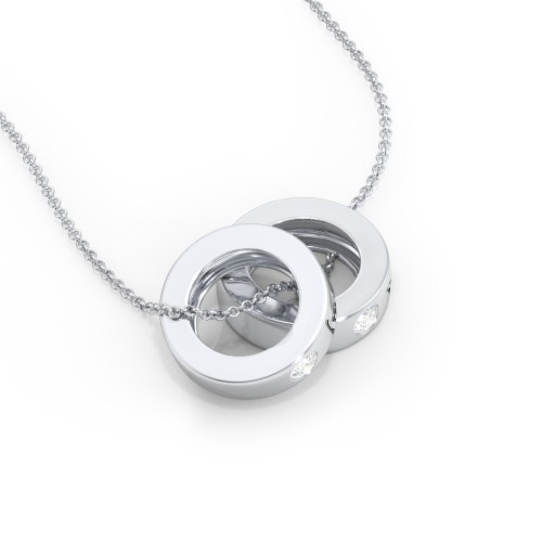 Engravable Gemstone Stacking Ring Charm Necklace - 2 – Sterling Silver with Diamond