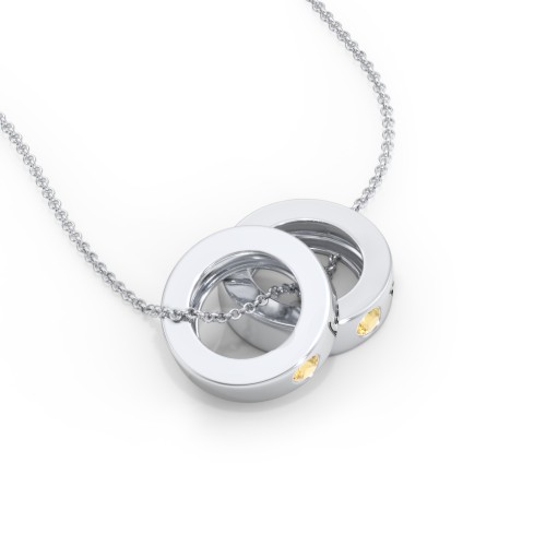 Engravable Gemstone Stacking Ring Charm Necklace - 2 – Sterling Silver with Citrine