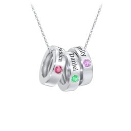 Engravable Gemstone Stacking Ring Charm Necklace - 3