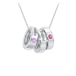 Engravable Gemstone Stacking Ring Charm Necklace - 3