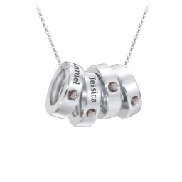 Engravable Gemstone Stacking Ring Charm Necklace - 4