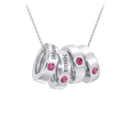 Engravable Gemstone Stacking Ring Charm Necklace - 4