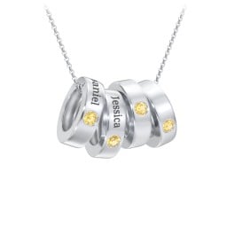 Engravable Gemstone Stacking Ring Charm Necklace - 4