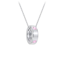 Multi-Gemstone Stacking Ring Charm Necklace - 1 in 925 Sterling Silver with Pink Sapphire