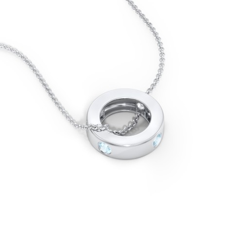 Multi-Gemstone Stacking Ring Charm Necklace - 1 – Sterling Silver with Blue Topaz