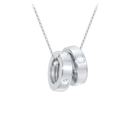 Multi-Gemstone Stacking Ring Charm Necklace - 2 in 925 Sterling Silver with Aquamarine