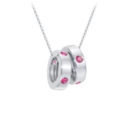 Multi-Gemstone Stacking Ring Charm Necklace - 2 in 925 Sterling Silver with Ruby