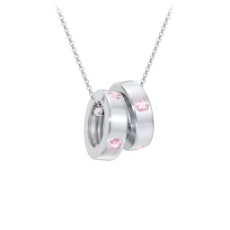 Multi-Gemstone Stacking Ring Charm Necklace - 2 in 925 Sterling Silver with Pink Tourmaline