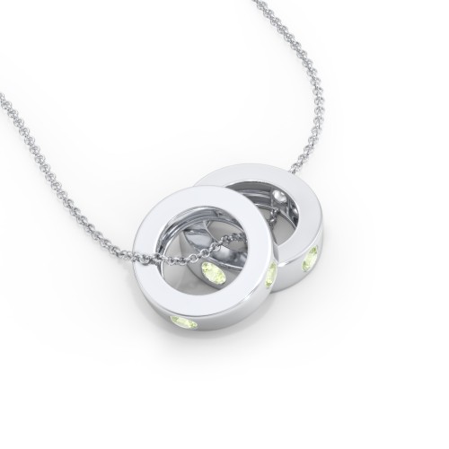Multi-Gemstone Stacking Ring Charm Necklace - 2 – Sterling Silver with Peridot