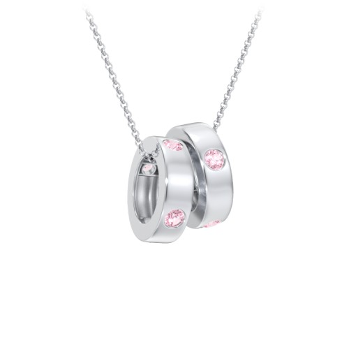 Multi-Gemstone Stacking Ring Charm Necklace - 2 – Sterling Silver with Pink Tourmaline