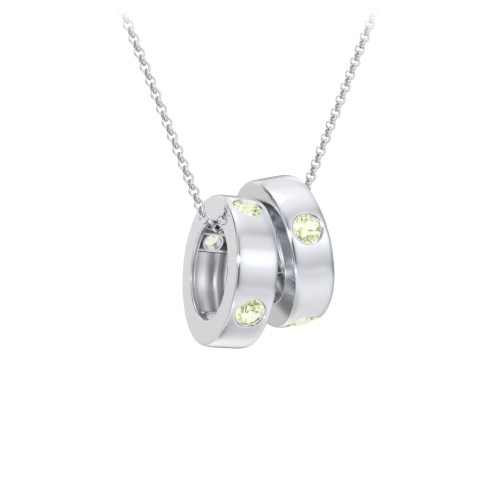Multi-Gemstone Stacking Ring Charm Necklace - 2 – Sterling Silver with Peridot