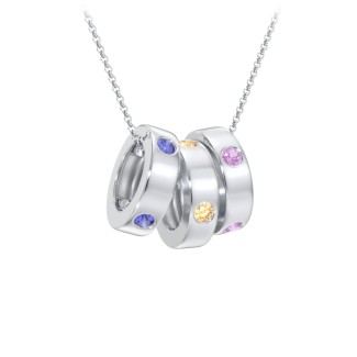 Multi-Gemstone Stacking Ring Charm Necklace - 3