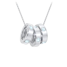 Multi-Gemstone Stacking Ring Charm Necklace - 3 in 925 Sterling Silver with Blue Topaz