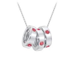Multi-Gemstone Stacking Ring Charm Necklace - 3 in 925 Sterling Silver with Garnet