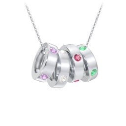 Multi-Gemstone Stacking Ring Charm Necklace - 4