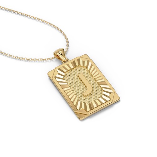 Engravable 18K Gold Plated Initial Tag Pendant Necklace