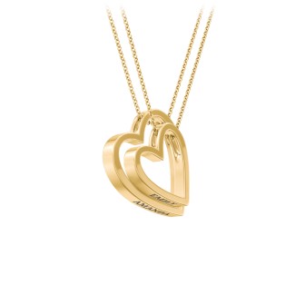 Engravable Heart In Heart Necklace Set