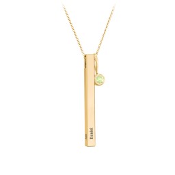 Engravable Vertical 3D Bar Necklace with 1-Stone Charm