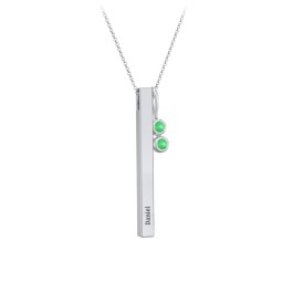 Engravable Vertical 3D Bar Necklace with 2-Stone Charm