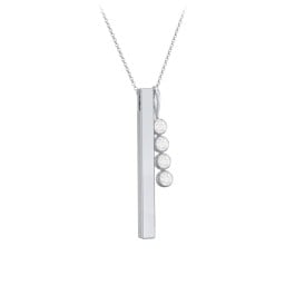 Engravable Vertical 3D Bar Necklace with 4-Stone Charm