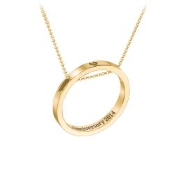 Engravable Floating Circle Necklace with Heart Cutout