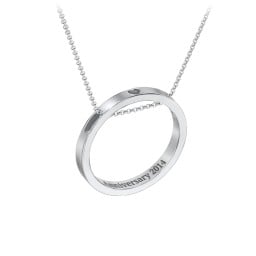 Engravable Floating Circle Necklace with Heart Cutout