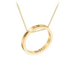 Engravable Floating Circle Necklace with Heart Cutout