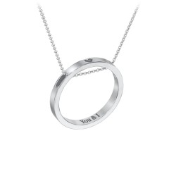 Engravable Floating Circle Necklace with Heart Cutout – Sterling Silver