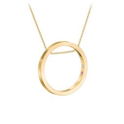 Engravable Floating Circle Necklace with Hidden Gemstones