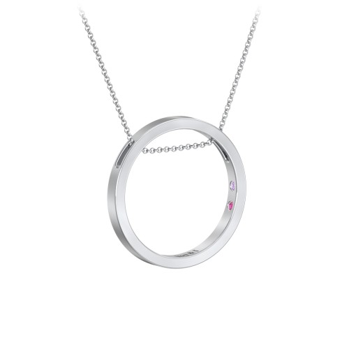 Engravable Floating Circle Necklace with Hidden Gemstones