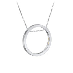 Engravable Floating Circle Necklace with Hidden Gemstones in 925 Sterling Silver with Citrine