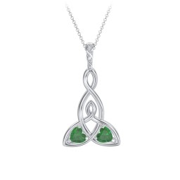 Celtic Motherhood Knot Birthstone Necklace in 925 Sterling Silver with Emerald