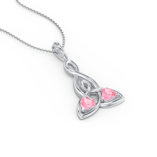 Celtic Motherhood Knot Birthstone Necklace – Sterling Silver with Pink Tourmaline
