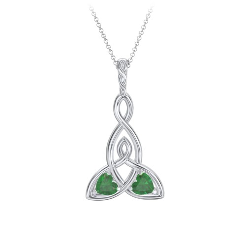 Celtic Motherhood Knot Birthstone Necklace – Sterling Silver with Emerald