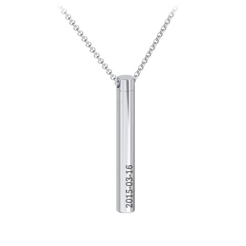 Engravable 3D Cylinder Urn Necklace in Stainless Steel