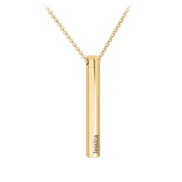 Engravable 3D Cylinder Urn Necklace in Yellow Ion-Plated Steel
