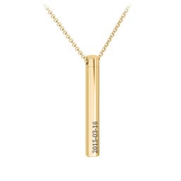 Engravable 3D Cylinder Urn Necklace in Yellow Ion-Plated Steel