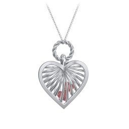 Radiant Caged Heart Necklace with 1-6 Birthstones