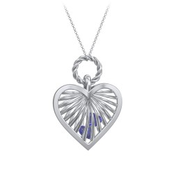 Radiant Caged Heart Necklace with 1-6 Birthstones