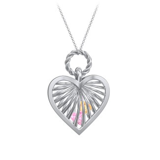 Radiant Caged Heart Necklace with 1-6 Birthstones